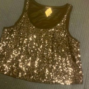 Express Sequin Blouse size Large black in color NWT